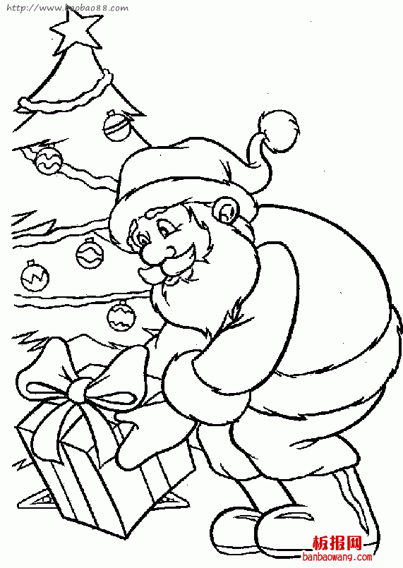 圣诞老人送礼物简笔画