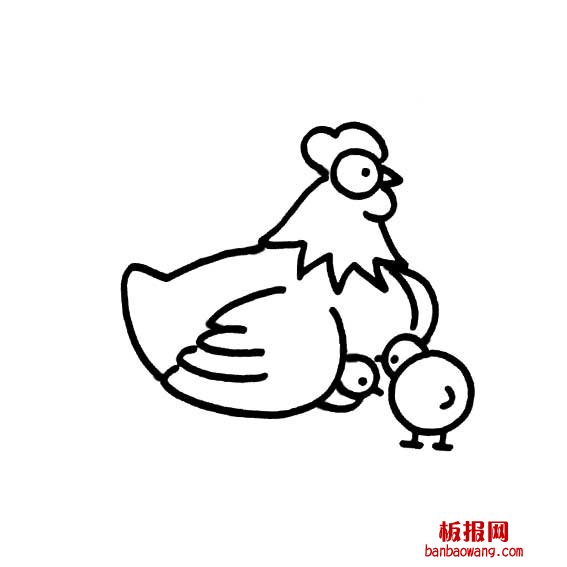 如何画出鸡妈妈和它的孩子简笔画