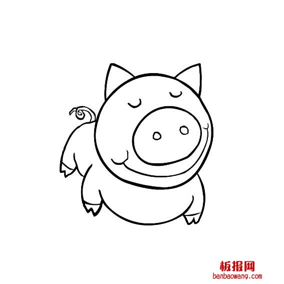 可爱小猪的简单画法6
