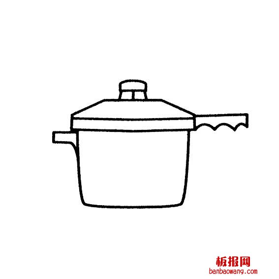 厨房用品蒸饭锅的简易画法