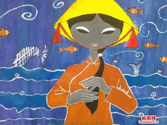 黑板报插图：渔家女装饰画