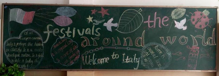小学生英语黑板报，欢迎来到意大利