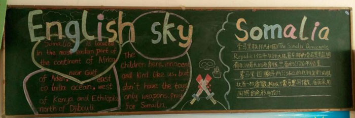 小学黑板报英语角，英语的天空索马里