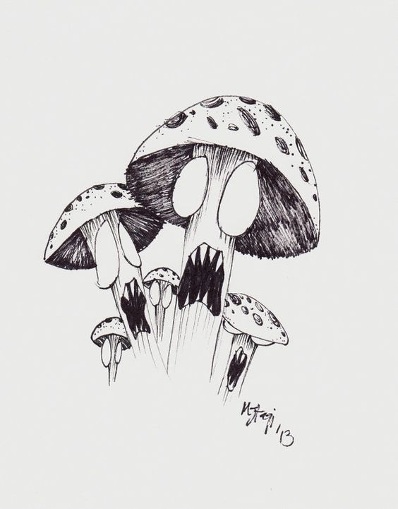 伞蘑菇简笔画