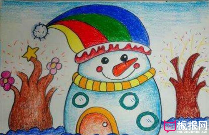 雪人简笔画大全，圣诞装扮雪人简笔画