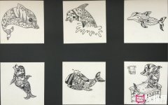 幼儿园装饰画，鲸鱼系列黑白装饰画图片