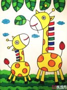 长颈鹿儿童画，好看的儿童画图片