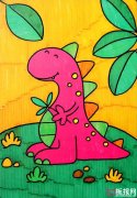 彩色恐龙儿童画，好看的动物儿童画图片