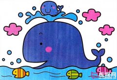 可爱的鲸鱼儿童画，海洋生物儿童画图片