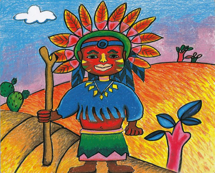 印第安人儿童画，好看的儿童画图片