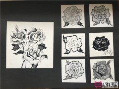 七种不同的花卉图案，装饰图案