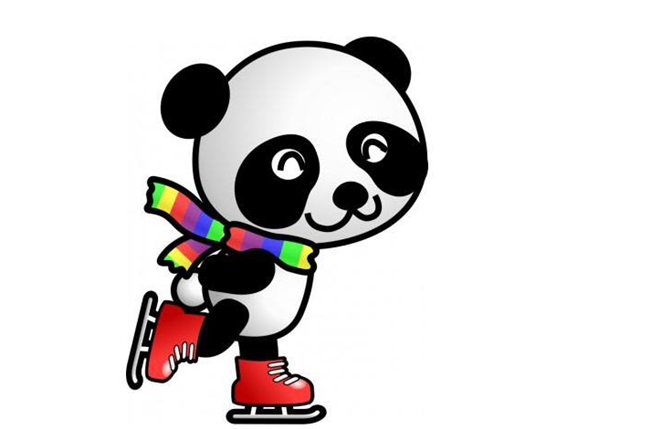 踩着滑板鞋时尚的卡通熊猫图片