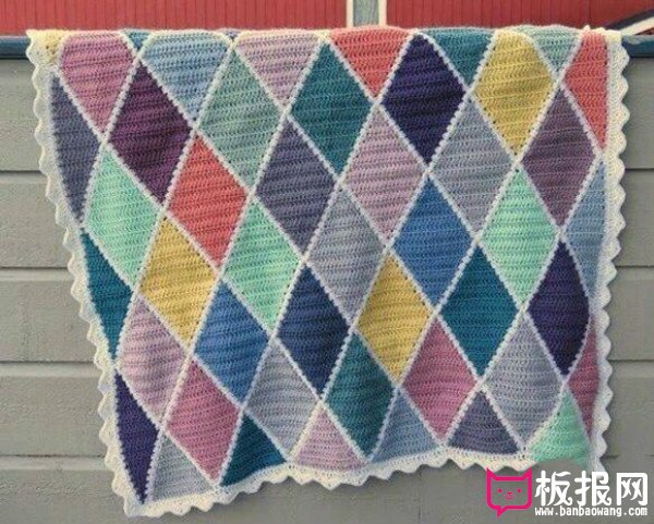 菱形花纹毯子手工编织教程
