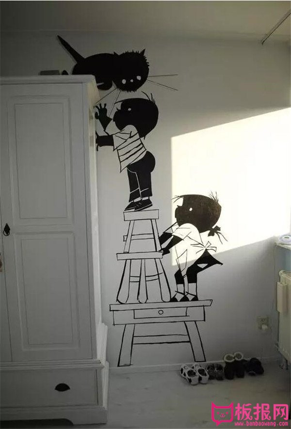 儿童卧室手绘墙，七彩童年