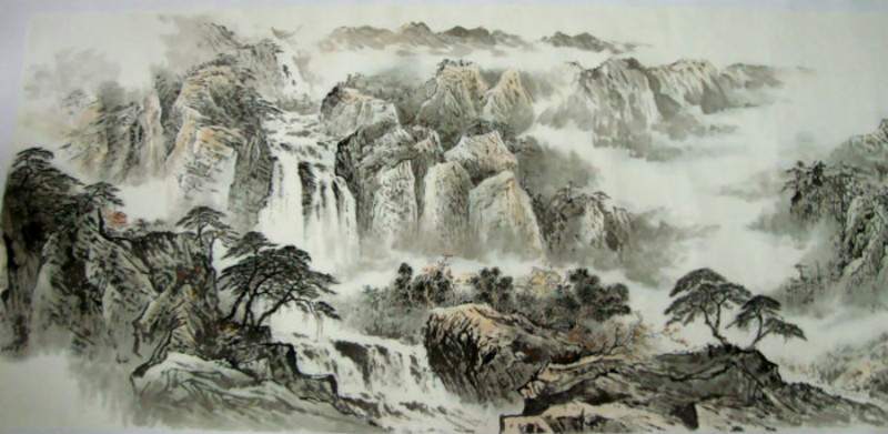 中国山水画，山清水秀