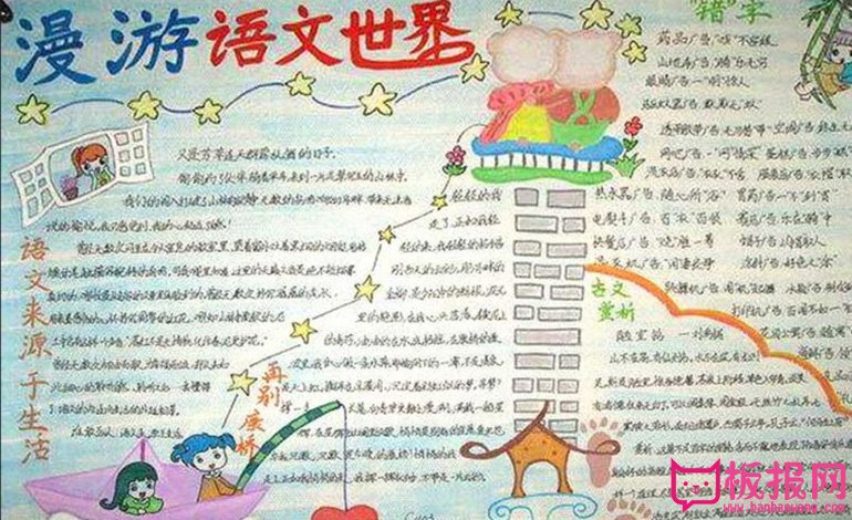 初中语文手抄报，漫游语文世界