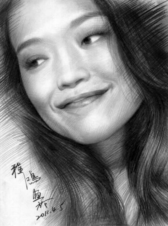 香港知名影星舒淇素描图片