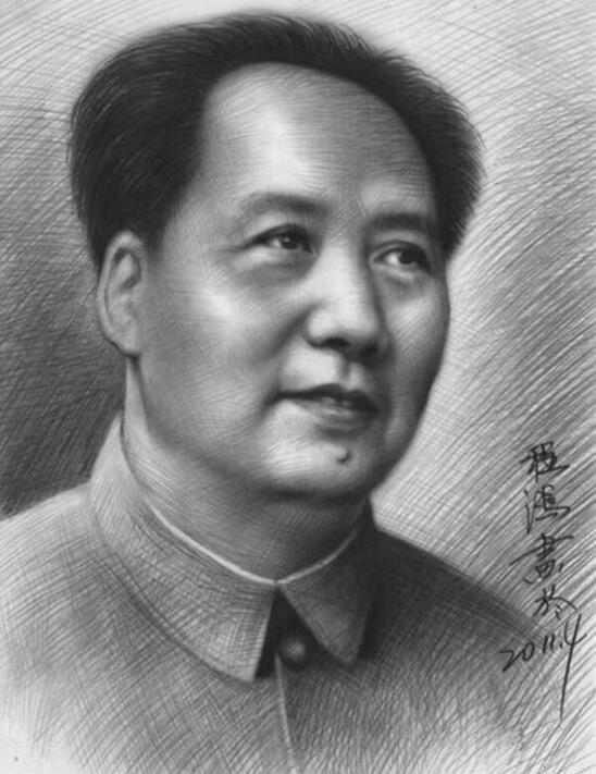 伟大的革命领袖毛泽东素描头像