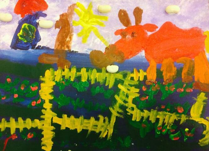 儿童风景油画，一犁新雨破春耕