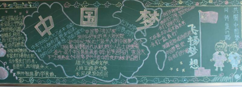 中国梦黑板报设计图，飞扬梦想共筑中国梦