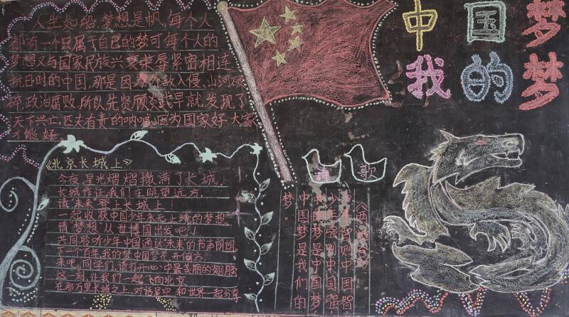 我的中国梦黑板版面设计，美丽的中国梦