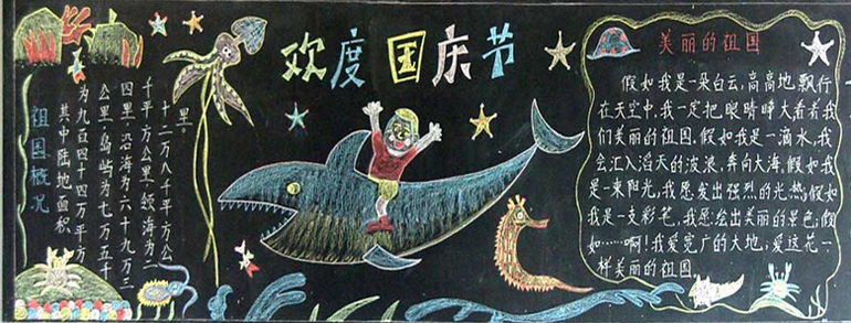 美丽中国梦黑板报，欢度国庆节