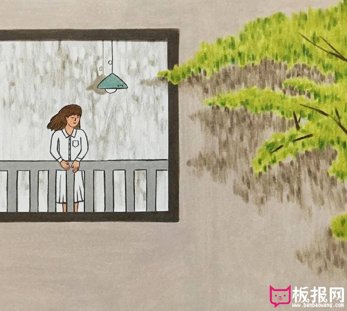漂亮的韩国手绘插画图片，一个人的时光