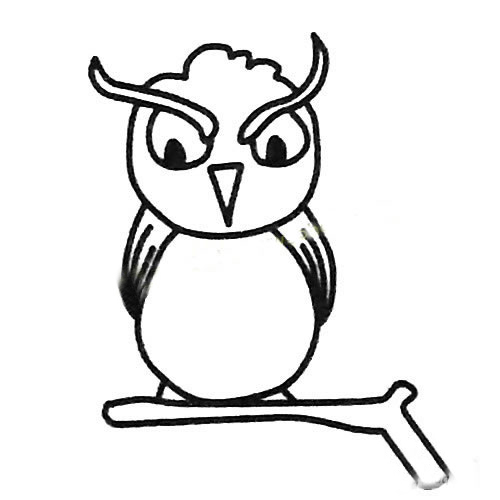 简单的动物简笔画教程，猫头鹰简笔画