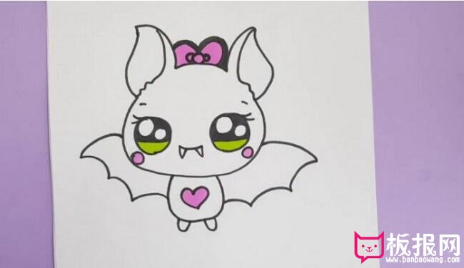卡通简笔画教程，可爱的吸血鬼小蝙蝠简笔画