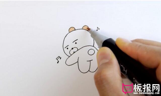可爱的卡通动物简笔画教程，撅着屁股的小熊简笔画