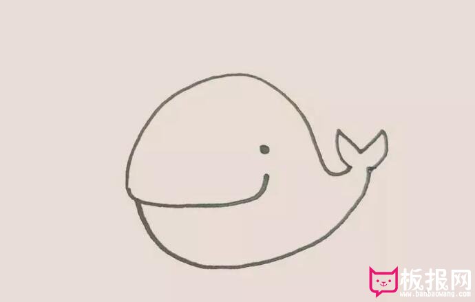 简单的动物简笔画教程，喷水的小鲸鱼简笔画