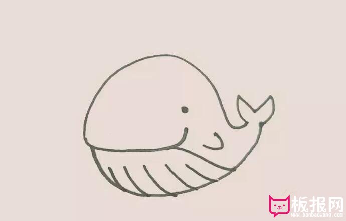 简单的动物简笔画教程，喷水的小鲸鱼简笔画