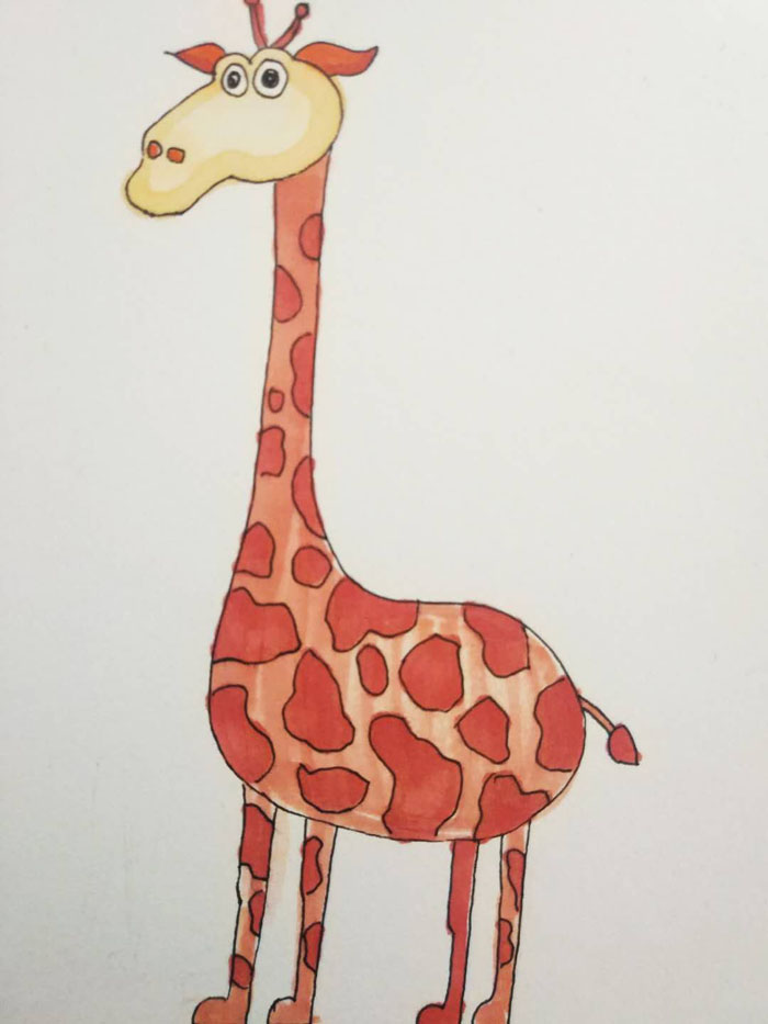 长颈鹿怎么画步骤图，漂亮的长颈鹿简笔画