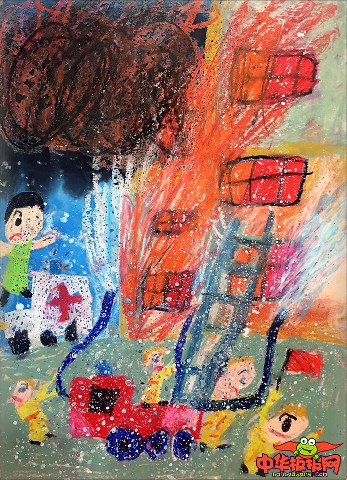 消防安全儿童画简单又漂亮，儿童消防主题绘画简单