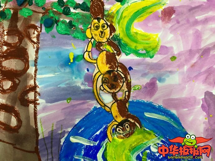 儿童画画大全简单漂亮，猴子捞月