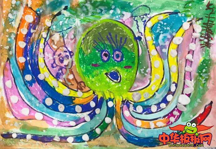 4-5岁幼儿创意美术作品，章鱼