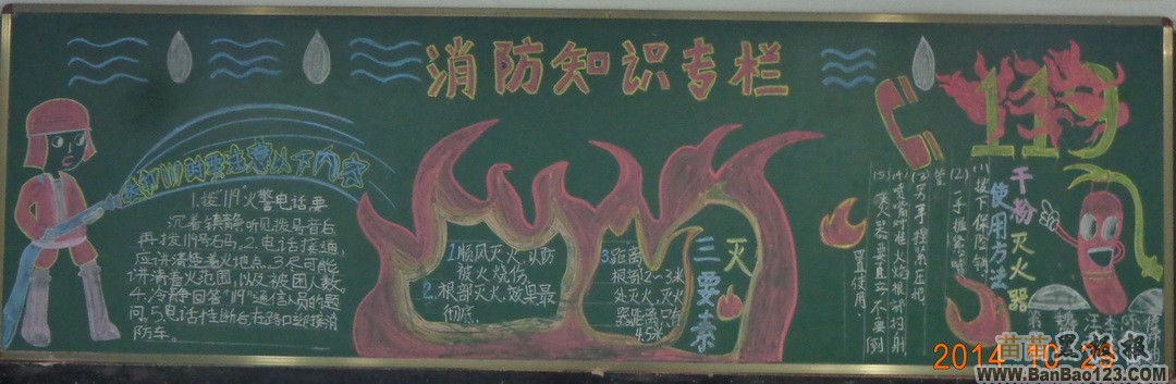 小学生消防黑板报图片