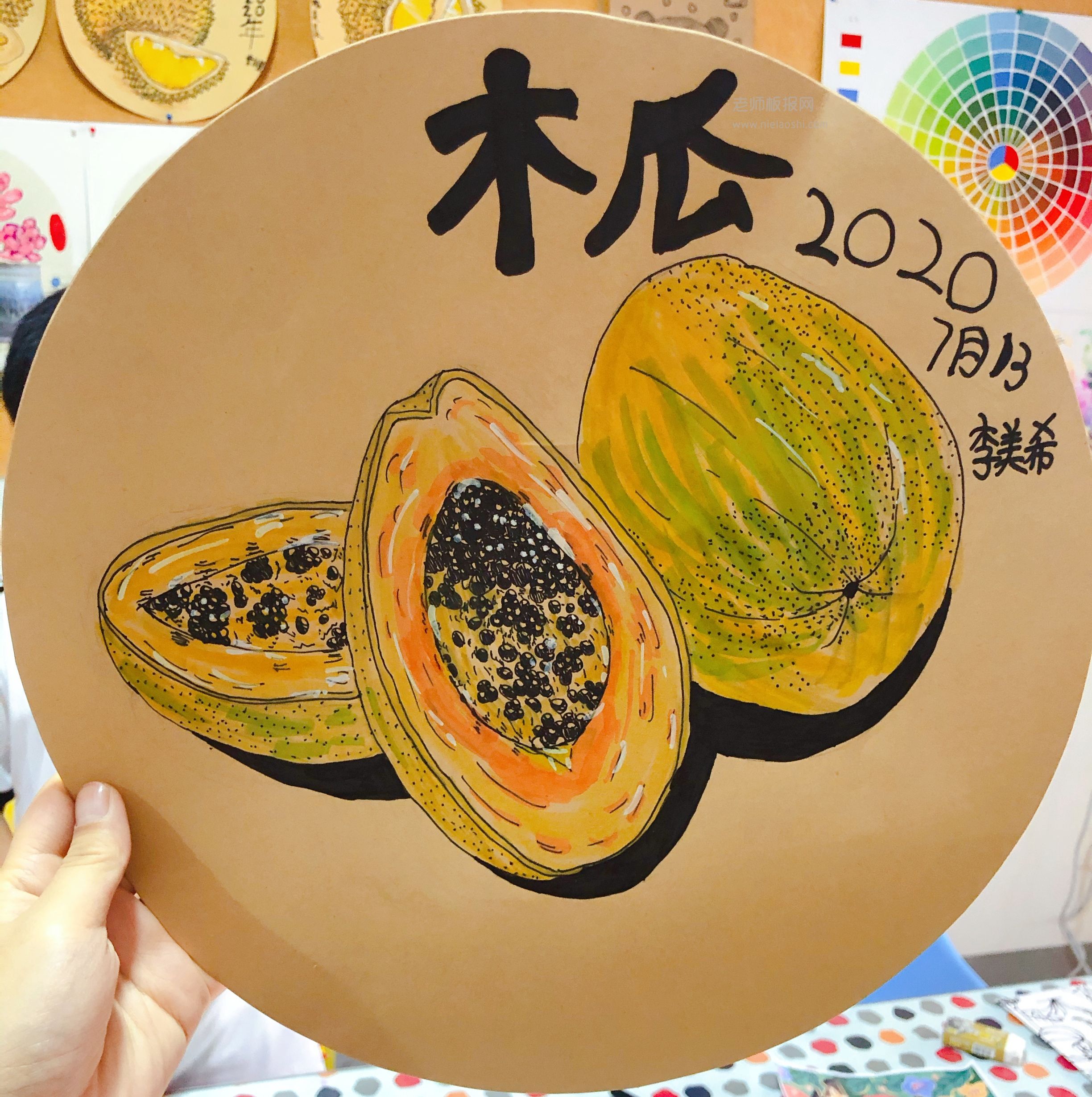 儿童水彩画：画木瓜