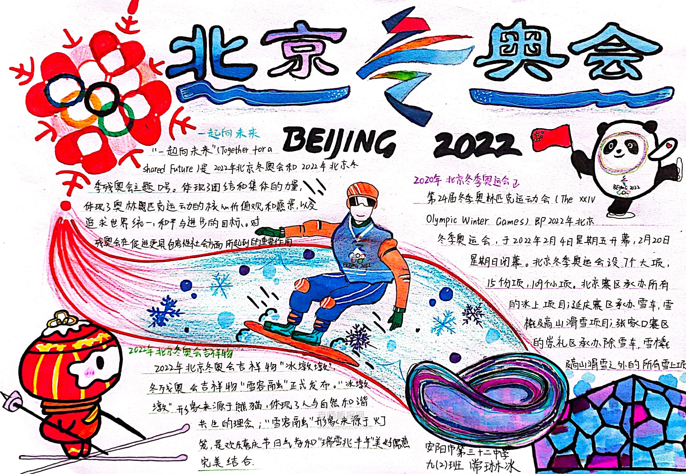 2022北京东奥会主题手抄报图片