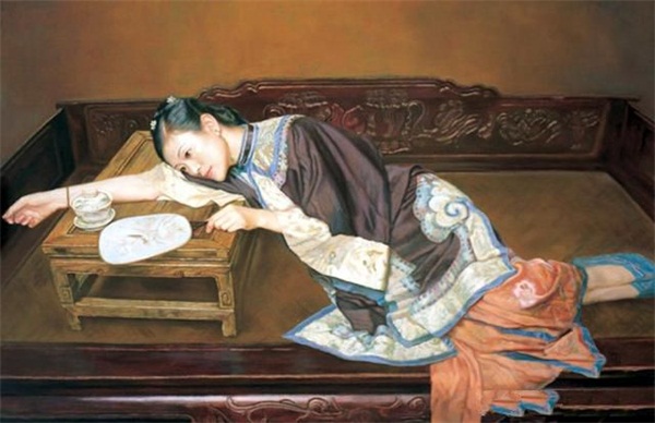 陈逸飞女人体油画欣赏，油画中的古典美女