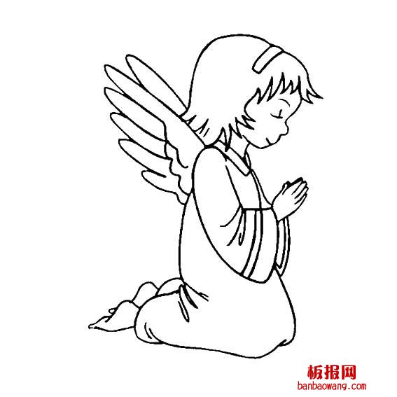 小天使祈祷的画法卡通人物简笔画