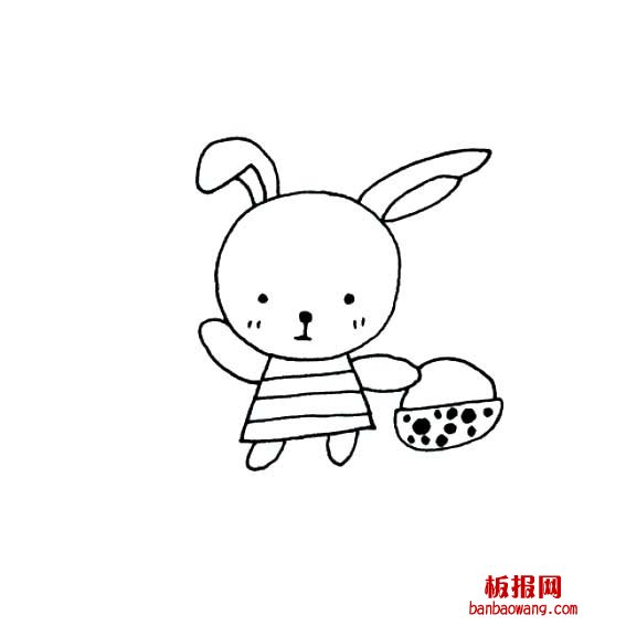 小白兔挎篮子的画法怎样画