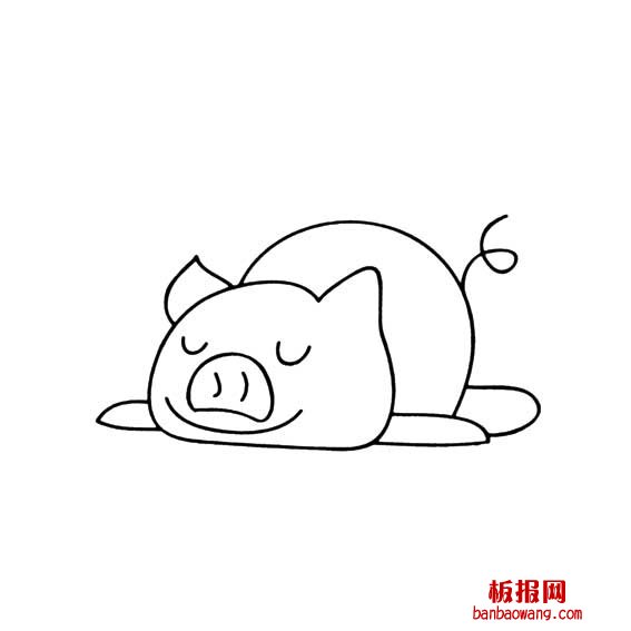睡大觉小懒猪如何画