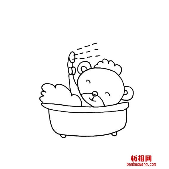 小熊爱洗澡的画法动物动作简笔画