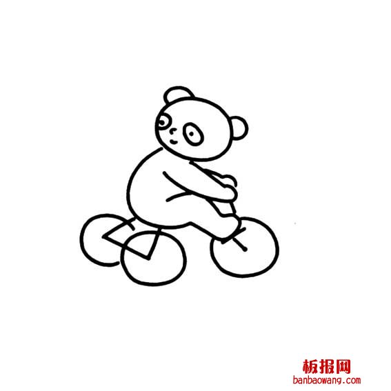 小熊猫骑车子的的画法