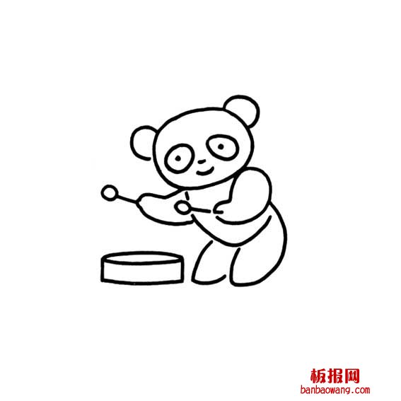 小熊猫打鼓的动作画法