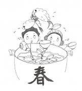 春节吃饺子简笔画