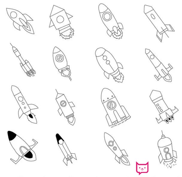 十六种不同的火箭简笔画