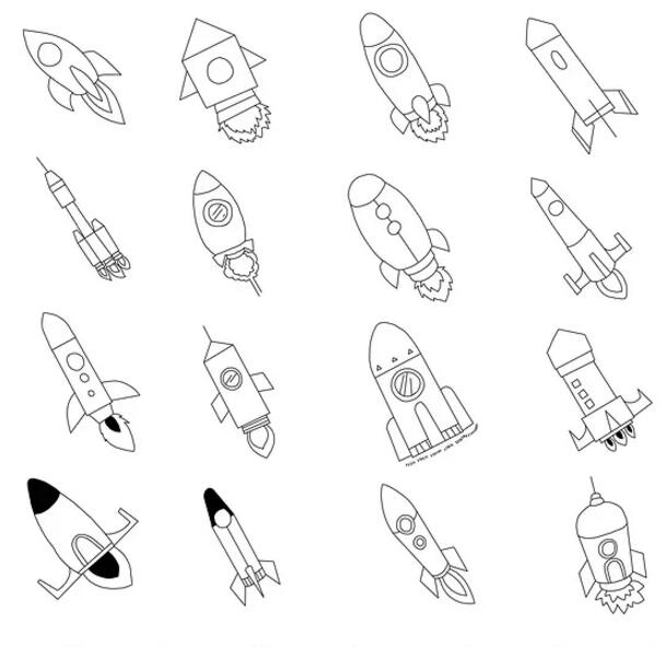 十六种不同的火箭简笔画