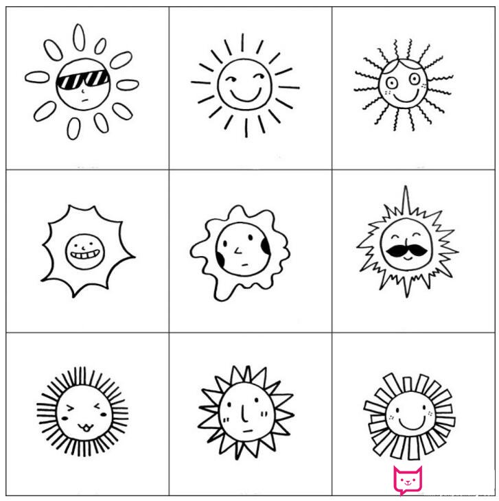 宝宝学画怎么画太阳，九种简单好看的太阳简笔画